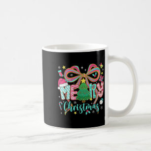Caneca De Café Preppy Feliz Natal Arco de Coquetes Rosa