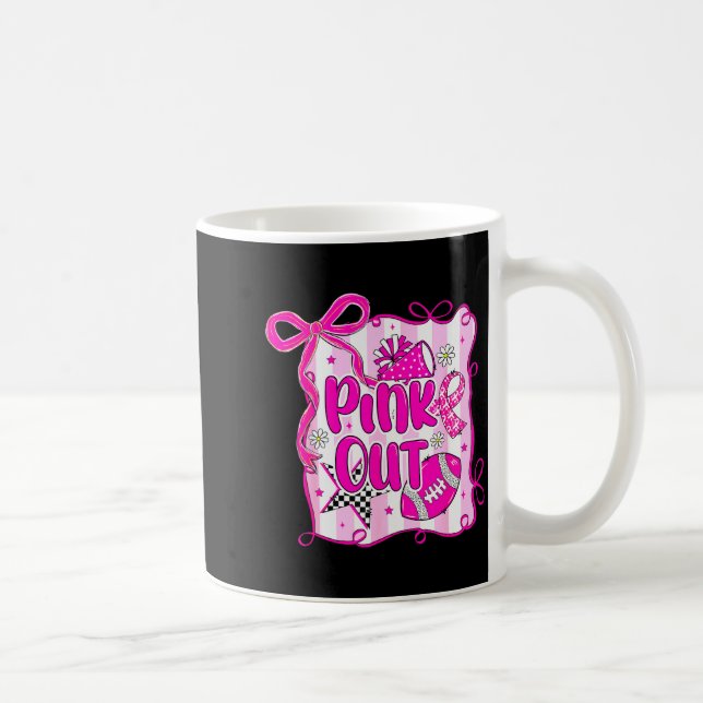 Caneca De Café Preppy Football Nk Out Coquette Breast Cancer Chee (Direita)