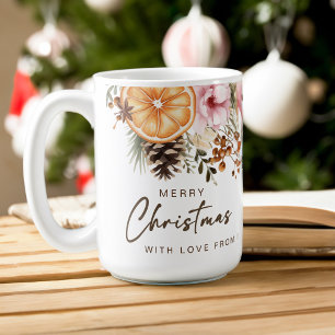 Caneca De Café Presas de Natal botânica dos citrinos de inverno