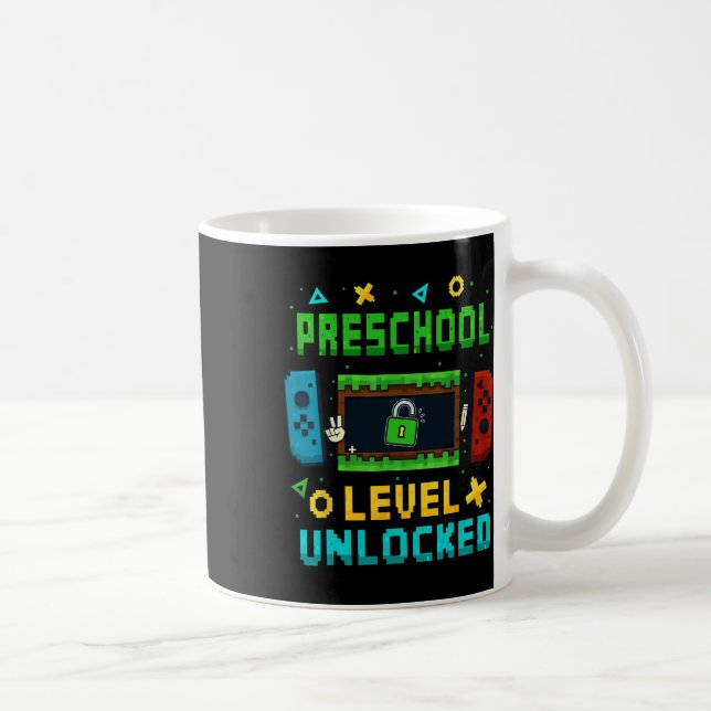 Caneca De Café Preschool Level Unlocked Ck To School Pixel Art Ga (Direita)