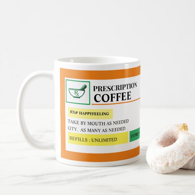 Caneca De Café Prescrição (Com Donut)