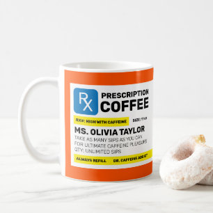 Caneca De Café Prescrição Engraçada Totalmente Personalizada e Cu