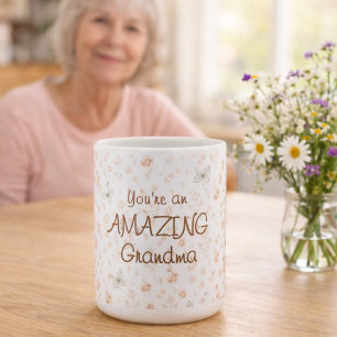 Caneca De Café Presente Boho Aquarela Floral Incrível para Avó