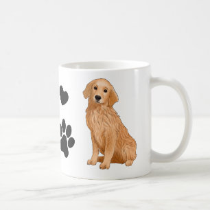 Caneca De Café Presente Cachorro Cartoon Golden Retriever Fofo