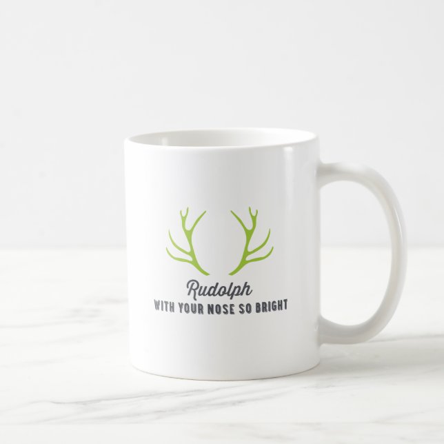 Caneca De Café Presente cheirado vermelho do Natal da rena |Green (Direita)