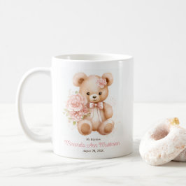 Caneca De Café Presente com Urso de Teddy Floral para Batismo Men