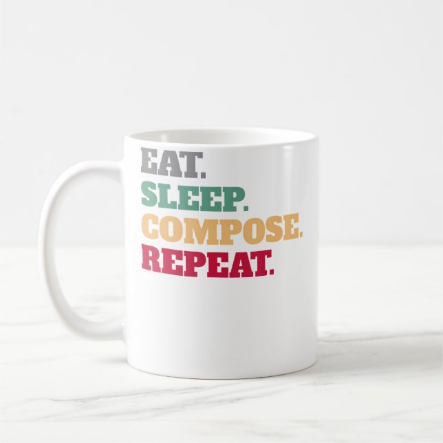 Caneca De Café Presente Compositor Compor Dormir Repetir (Esquerda)