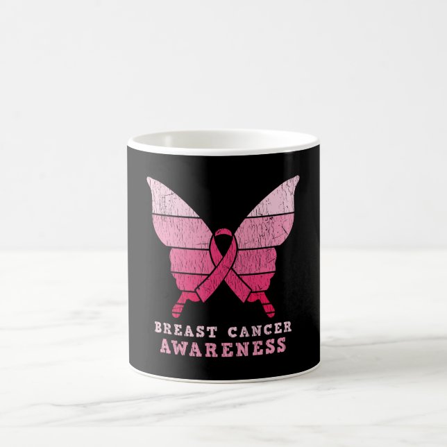 Caneca De Café Presente da borboleta rosa de consciência do Cance (Centro)