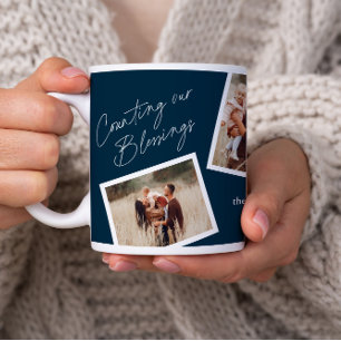 Caneca De Café Presente da família de colagem de fotos Elegante 4