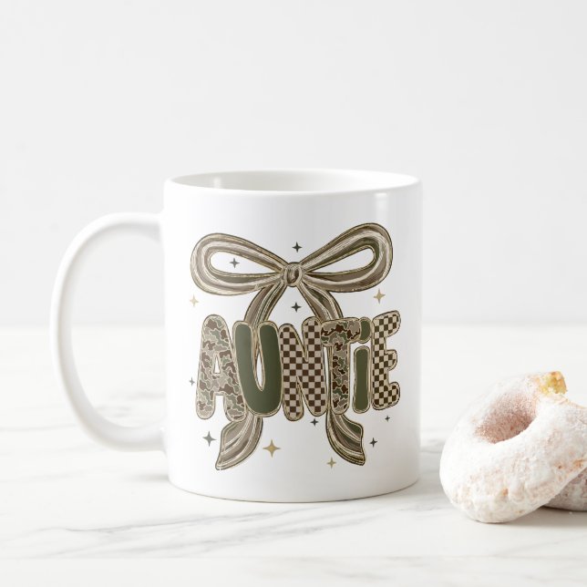 Caneca De Café Presente da Tia Camo da Irmã Anúncio de Novo Bebê (Com Donut)