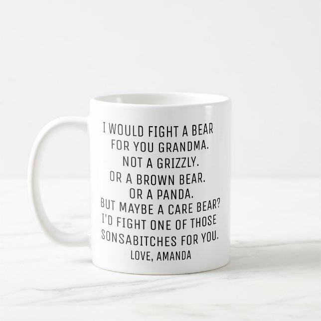 Caneca De Café Presente da Vovó, presente personalizado engraçado (Esquerda)