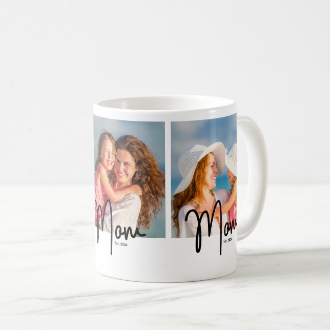 Caneca De Café Presente de 3 Fotos Mamãe  (Frente Esquerda)