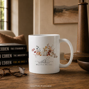 Caneca De Café Presente de 60º Aniversário Abóbora Branca Flores