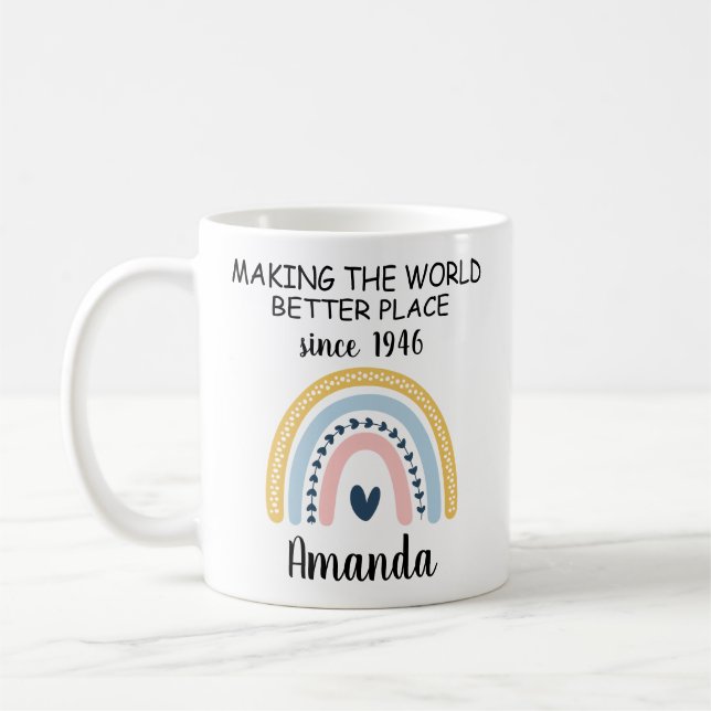 Caneca De Café Presente de 80º Aniversário | Mu de 80º Aniversári (Esquerda)