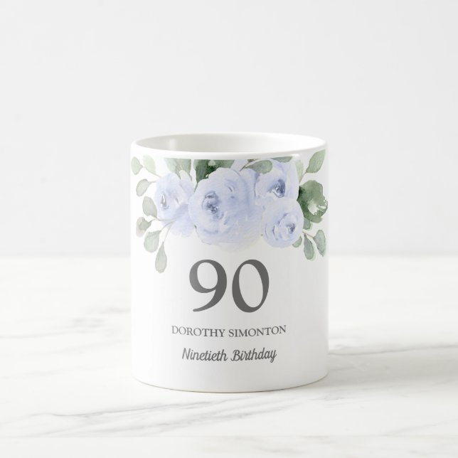 Caneca De Café Presente de 90 de aniversário para mulheres bonito (Centro)