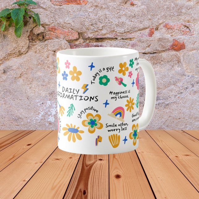 Caneca De Café Presente de Afirmação para Professor, Floral Retro (Criador carregado)