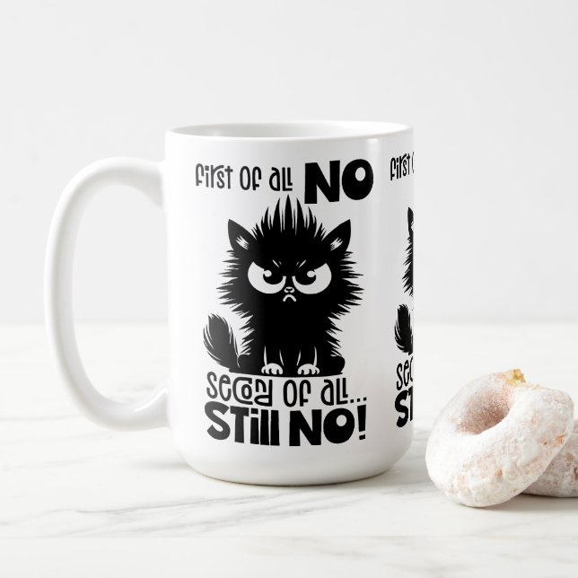 Caneca De Café Presente de amante de gato engraçado em primeiro l (Com Donut)