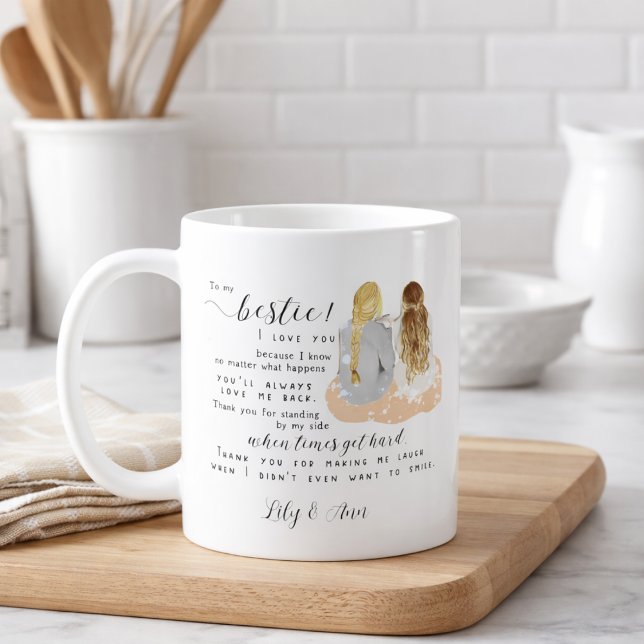 Caneca De Café Presente de Amizade Bff Moderno Personalizado (Criador carregado)