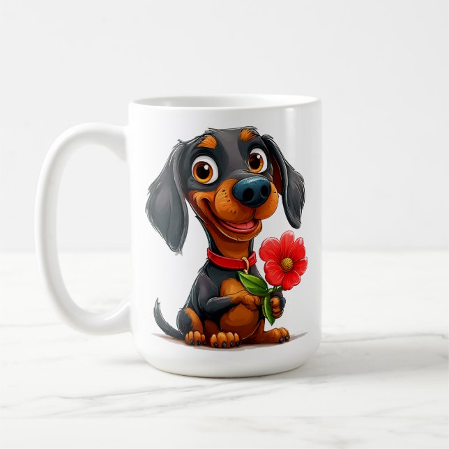 Caneca De Café 🐶 Presente de Amor de Dachshund no Dia dos Namora (Esquerda)