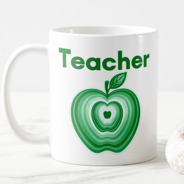 Caneca De Café Presente de Anéis de Maçã Verde para Professor (Criador carregado)