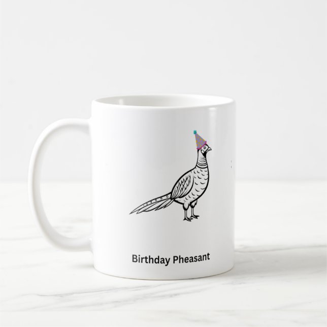 Caneca De Café Presente de aniversário, faisão de aniversário, pá (Esquerda)