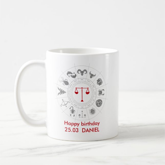 Caneca De Café Presente de aniversário personalizado da Libra Zod (Esquerda)
