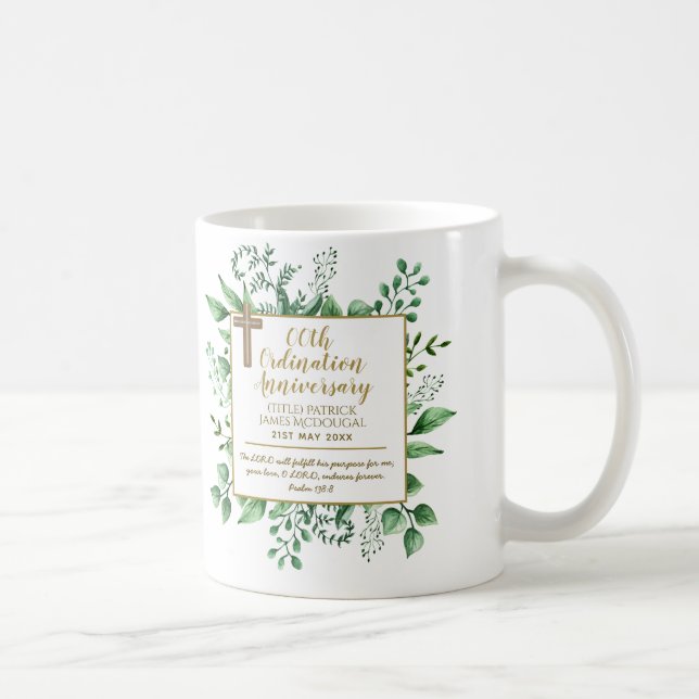 Caneca De Café Presente de Aniversário Personalizado da Ordenação (Direita)