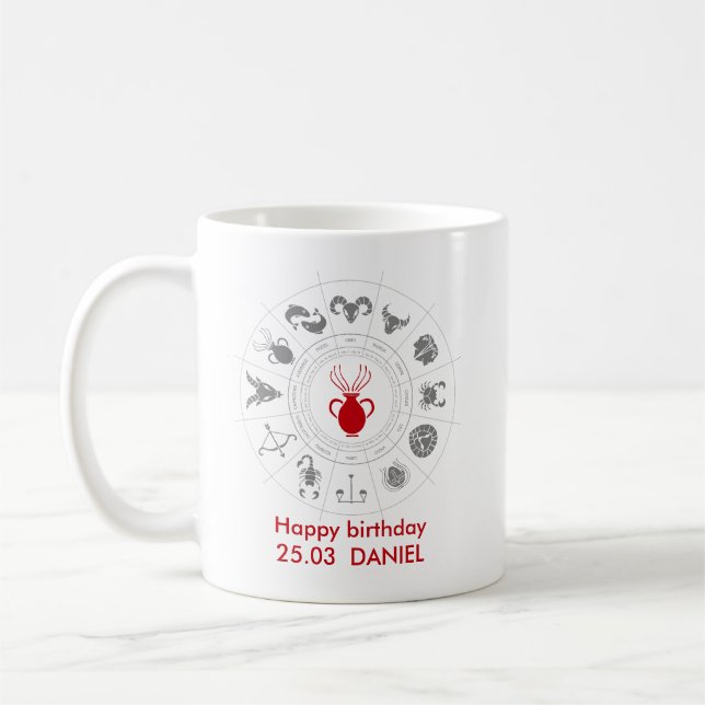 Caneca De Café Presente de aniversário personalizado do Aquarius  (Esquerda)