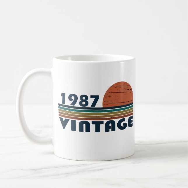 Caneca De Café presente de aniversário vintage nascido em 1987 (Esquerda)