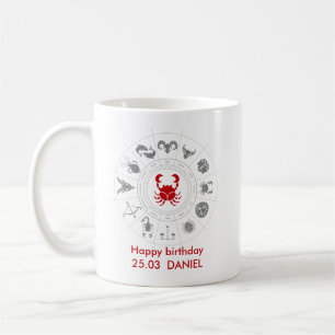Caneca De Café Presente de aniversário Zodiac do Cancer Personali