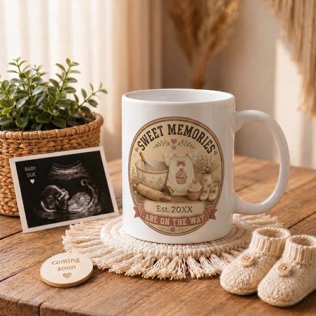 Caneca De Café Presente de Anúncio de Gravidez Doce Memórias (Pregnancy Announcement Gift Sweet Memories Coffee Mug)