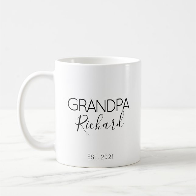 Caneca De Café Presente de Anúncio de Gravidez Nome do Avô (Esquerda)