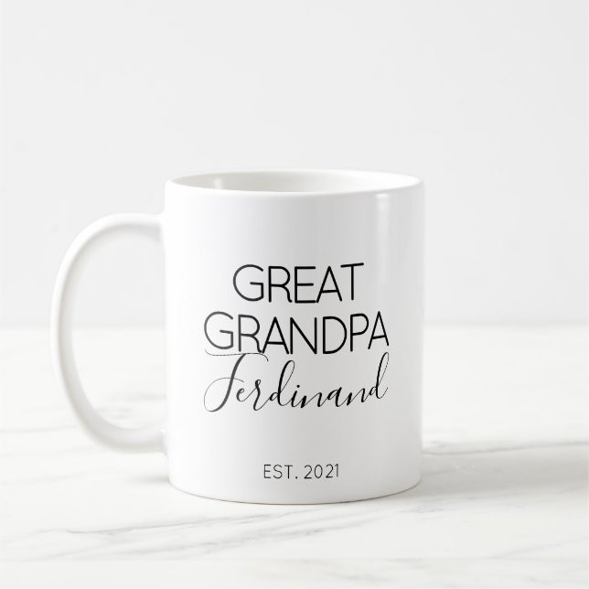 Caneca De Café Presente de Anúncio de Gravidez para Bisavô (Esquerda)