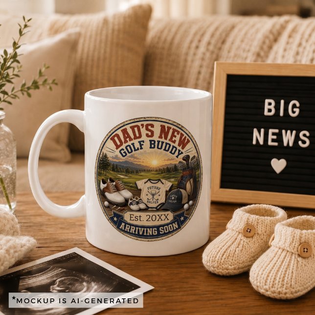 Caneca De Café Presente de Anúncio de Gravidez para Pai de Golfe (Pregnancy Announcement Gift for Dad Golf Coffee Mug)