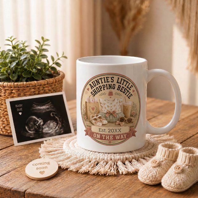 Caneca De Café Presente de Anúncio de Gravidez para Tia (Pregnancy Announcement Gift for Aunt Coffee Mug)