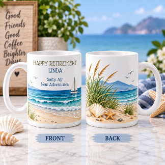 Caneca De Café Presente de Aposentadoria do Oceano Costeiro Elega