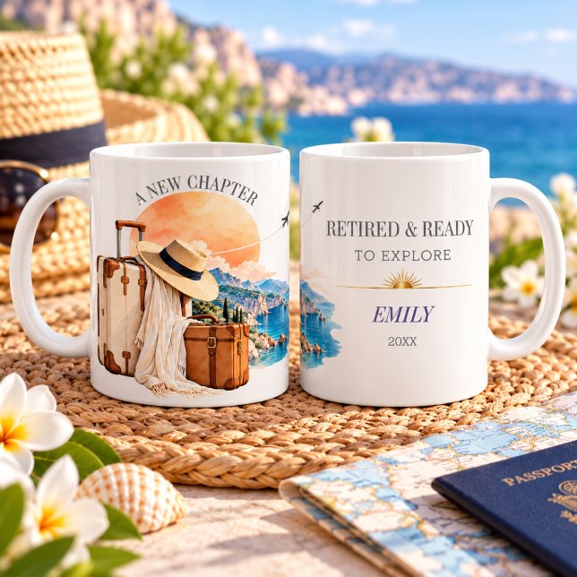 Caneca De Café Presente de Aposentadoria Viagem Explorar (Criador carregado)