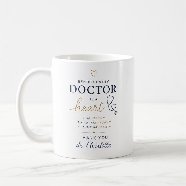Caneca De Café Presente de Apreciação Personalizado para Médico | (Esquerda)