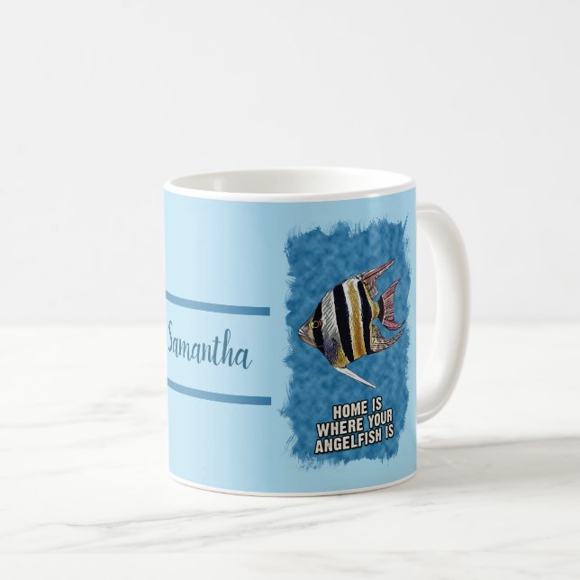 Caneca De Café Presente de Aquário AngelFish Personalizado para P (Frente Esquerda)