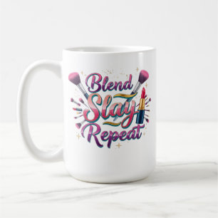 Caneca De Café Presente de Artista de Maquiagem Blend Slay Repeat