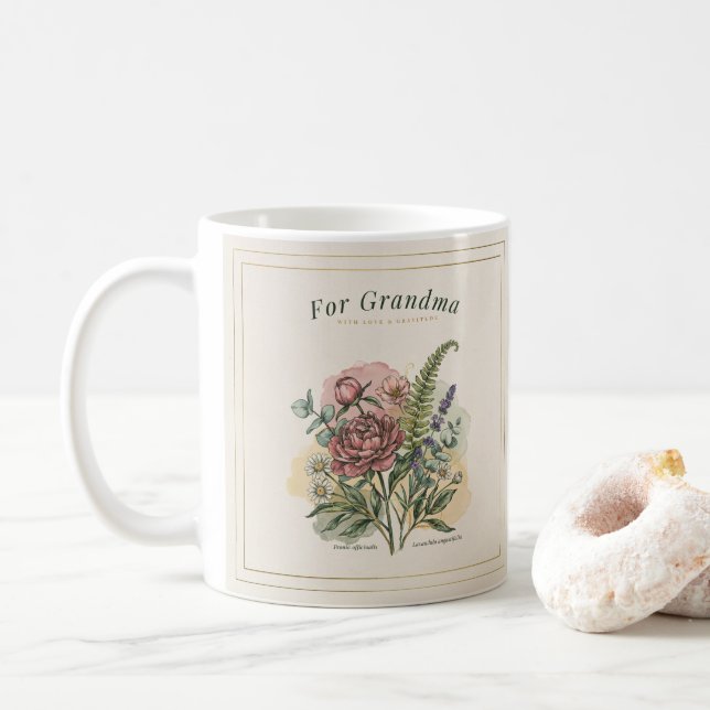 Caneca De Café Presente de Avó Botânica (Com Donut)
