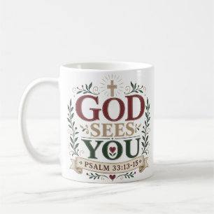 Caneca De Café Presente de Batismo Deus Te Vê