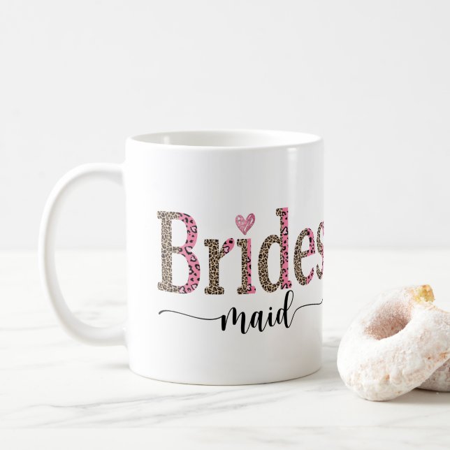 Caneca De Café Presente de Bridesmaid de Leopard Personalizado (Com Donut)
