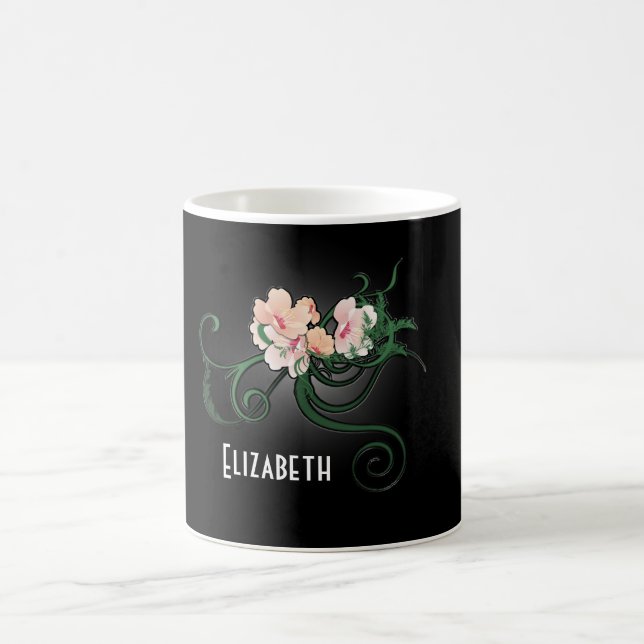 Caneca De Café Presente de Bridesmaid Personalizada de Flor Rosa (Centro)