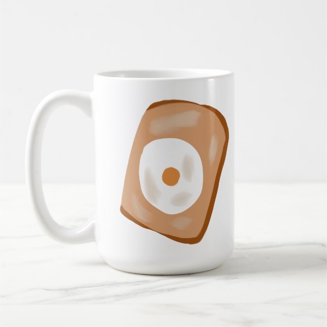Caneca De Café Presente de Brunch de Ovo Frito em Torrada Minimal (Esquerda)