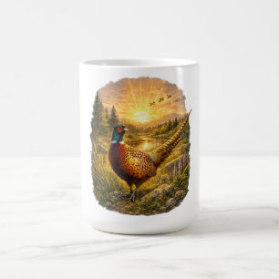 Caneca De Café Presente de Caça ao Faisão ao Pôr do Sol Ave Selva