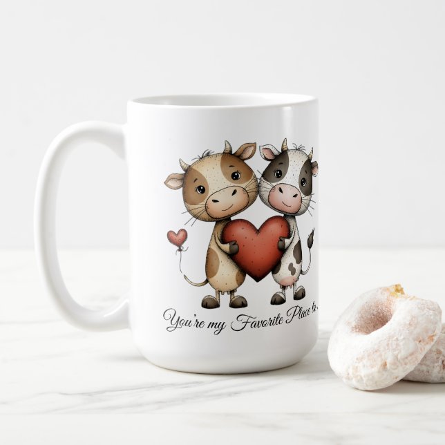 Caneca De Café Presente de Casal Fofo, Aniversário, Presente do D (Com Donut)