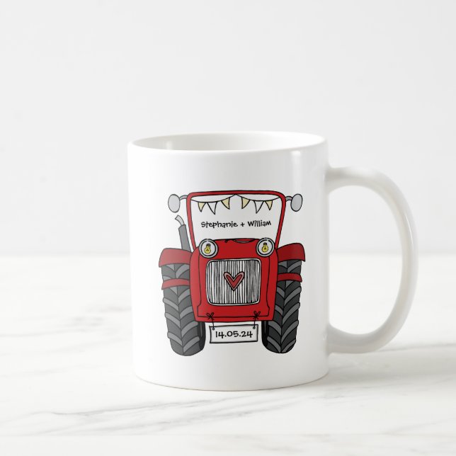 Caneca De Café Presente de Casamento do País do Trator Vermelho P (Direita)