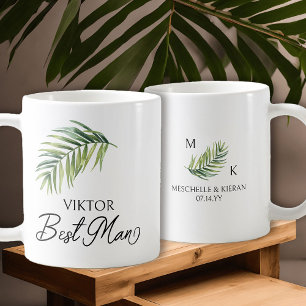 Caneca De Café Presente de casamento para o padrinho com folha de