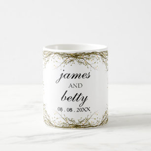 Caneca De Café Presente de casamento rústico minimalista